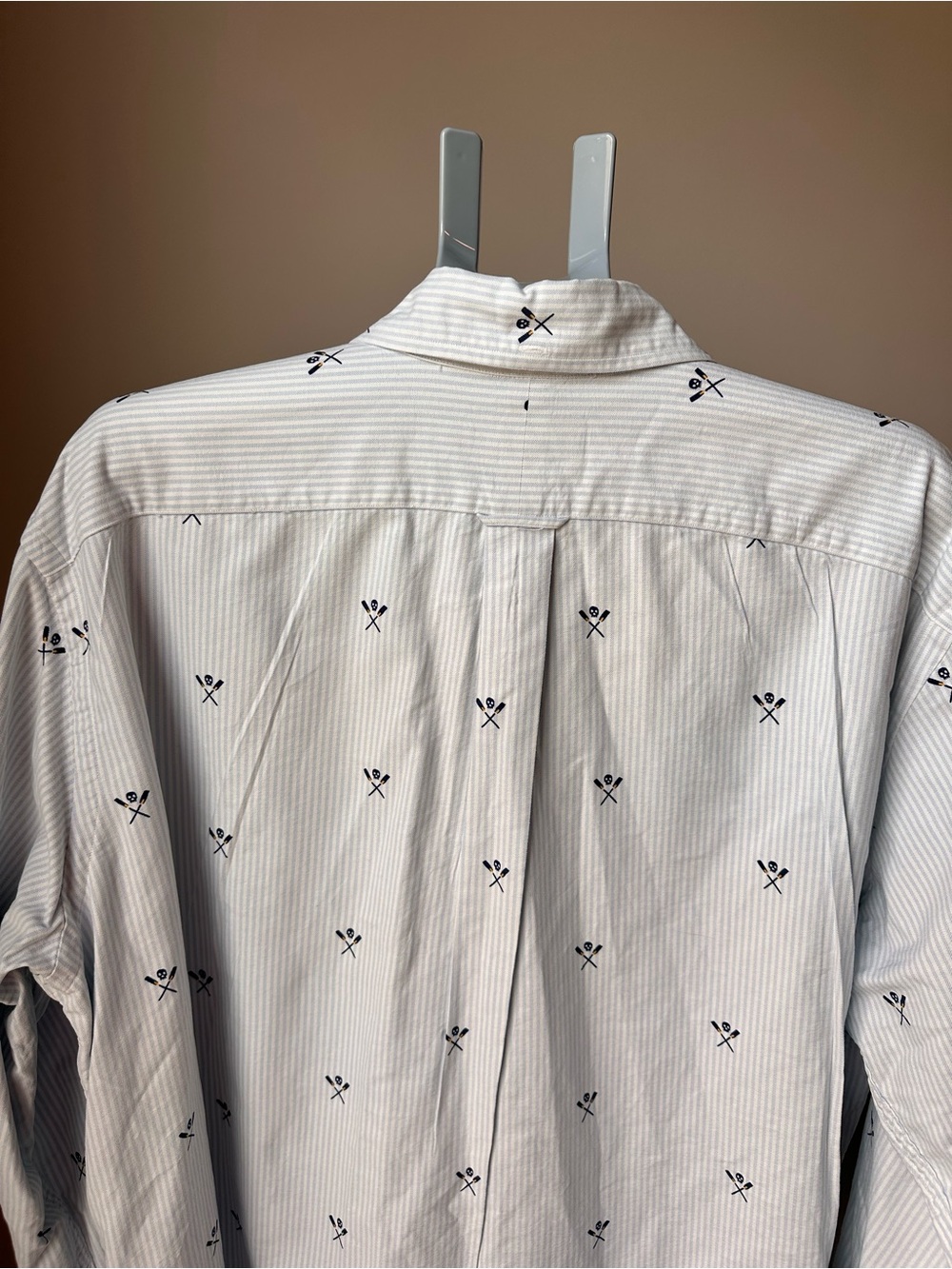 Ralph Lauren Skull Oars Striped Oxford Shirt XL Tall Blue White Rowing Yachting - Picture 2 of 9